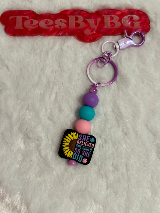 She Believed on the Tie Dye Purple Keychain