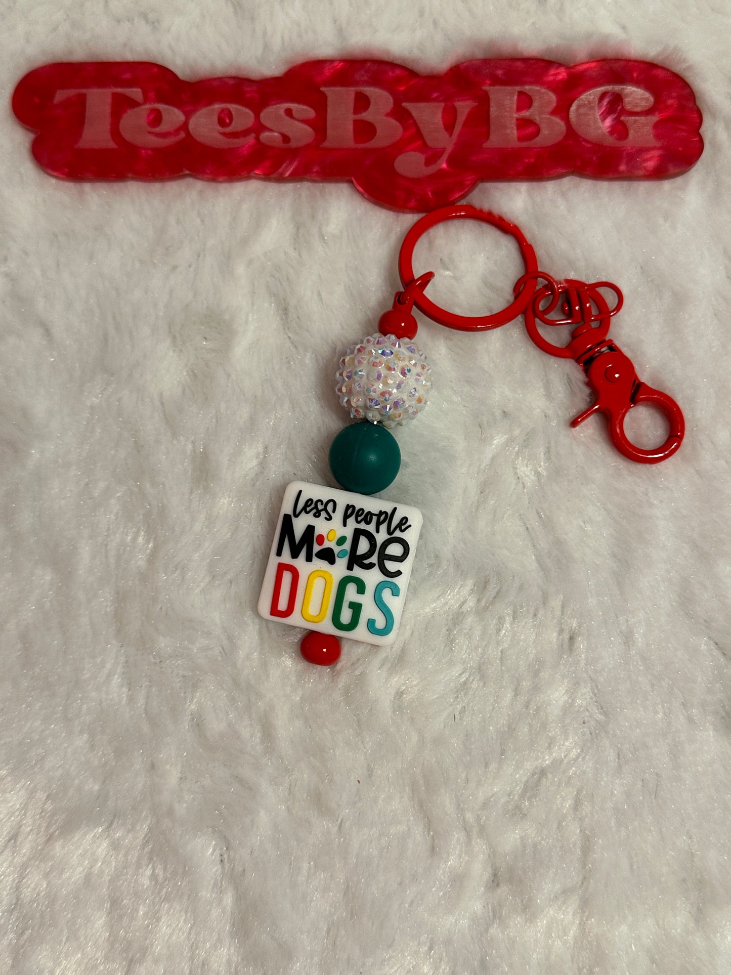 Less People on Red Keychain