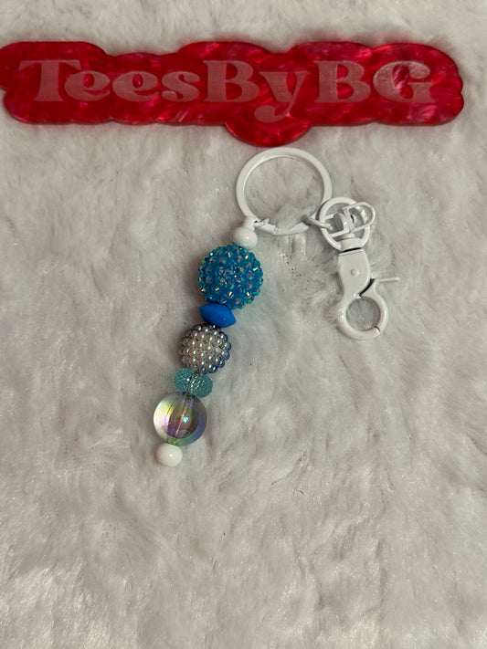 Textured Blue on White Keychain