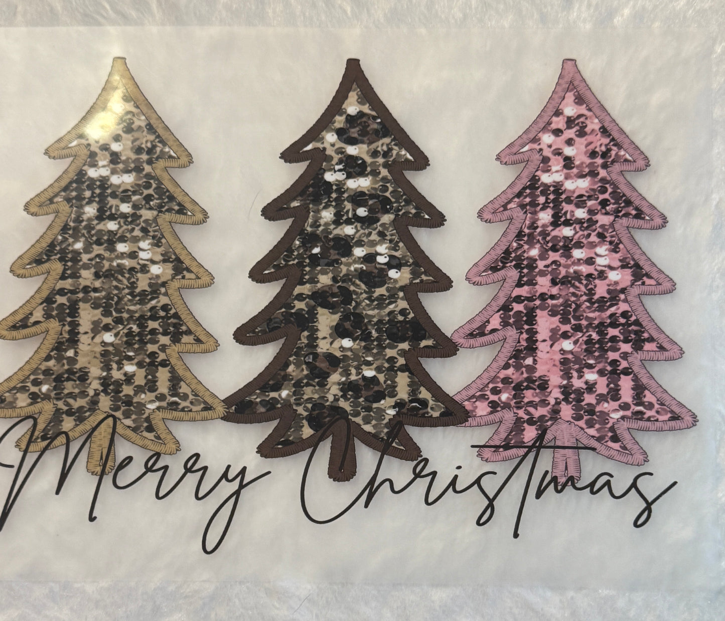 Faux Sequin Merry Christmas Trees