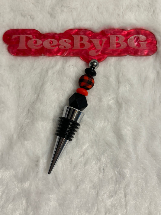 Red Plaid Wine Stopper