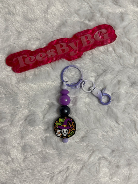 Bad Witch Vibes on Purple Tie Dye Keychain