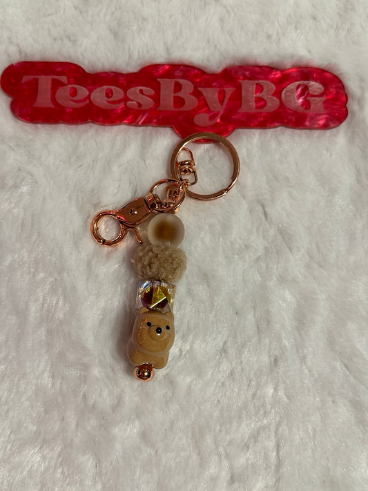 Tan Dog on Rose Gold Keychain