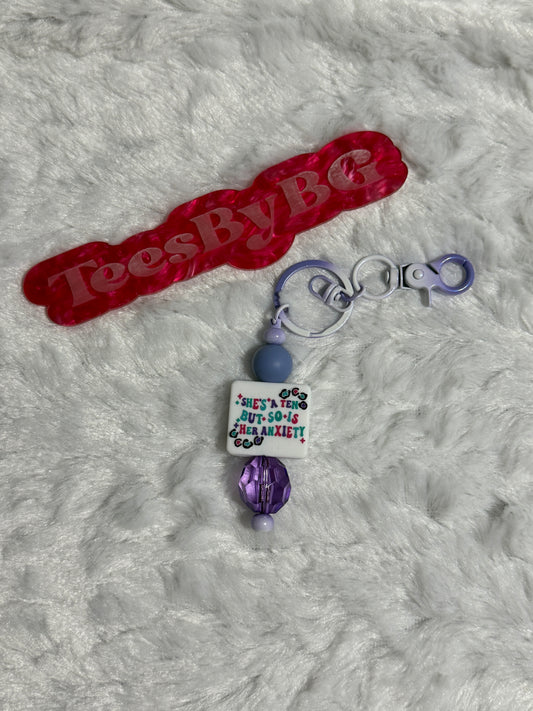 She's a Ten on Purple Tie Dye Keychain