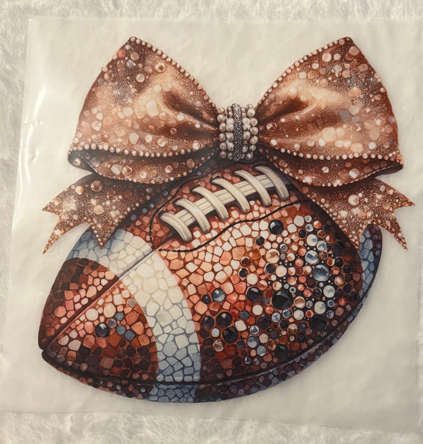 Faux Rhinestone Football Bow