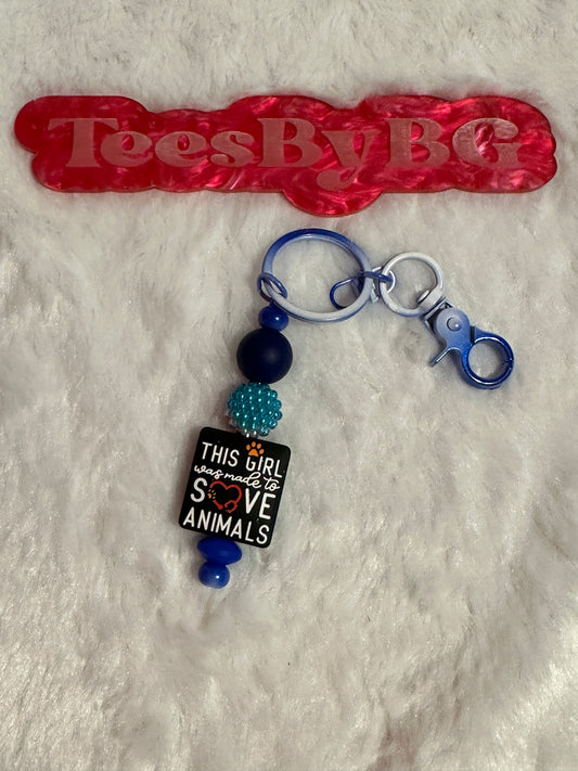 This Girl on Tie Dye Blue Keychain